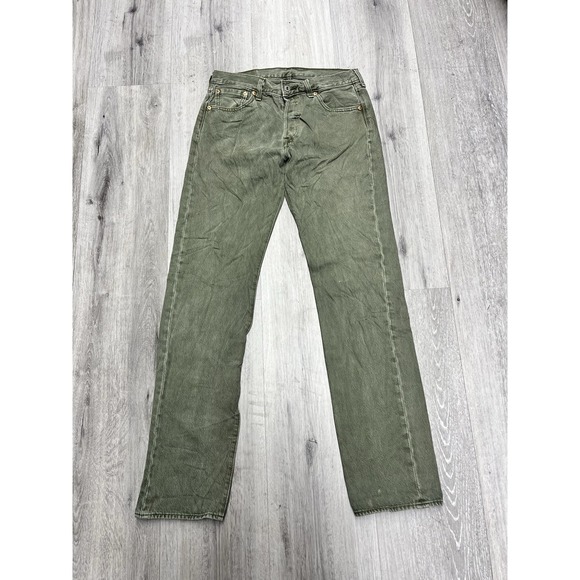 Retro Levi's 501xx Green Denim Button Fly Student Original Fit Jeans Size 30x34 - Picture 5 of 11